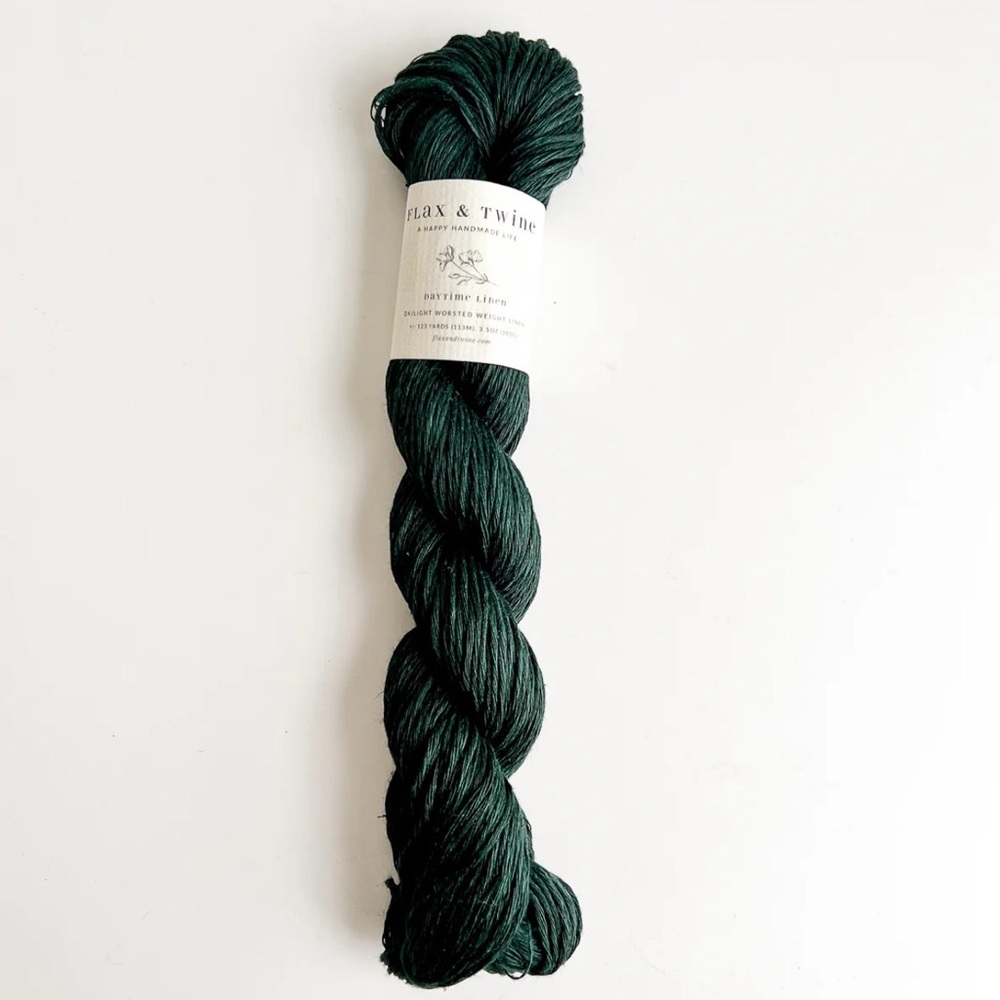 Yarn Flax and Twine Daytime Linen DK Light Worsted Spruce Green Knit Crochet NWT